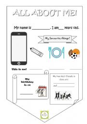 English Worksheet: All about me