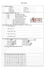 English Worksheet: test 3rd grade