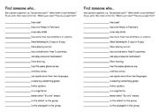 English Worksheet: Find Someone Who - first day
