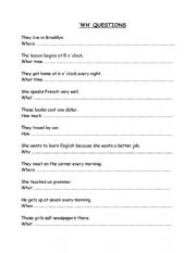 English Worksheet: WH words