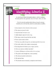 English Worksheet: Identifying Adverbs