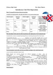 English Worksheet: Introductory unit :first impressions