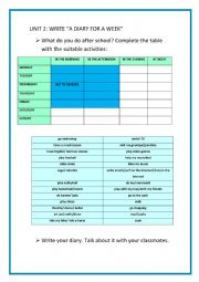English Worksheet: Writing A diary- School Chat Room