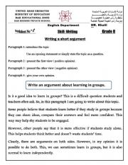 English Worksheet: writing argumentative essay