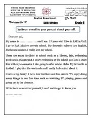English Worksheet: writing a letter to your penpal