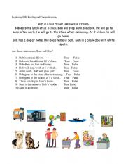 English Worksheet: Beginning level Reading and Comprehension Passage
