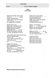 English Worksheet: Song Class Live Forever Oasis