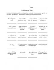 English Worksheet: Find someone who