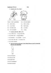 English Worksheet: Family and verb to be 