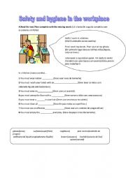 English Worksheet: safety in kitchen