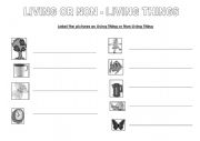 English Worksheet: Living and non linving 