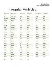 English Worksheet: irregular verbs