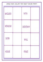 English Worksheet: DRAW AND COLLOR THE RIGHT HOUSE PART