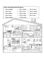 English Worksheet: Furniture in the House