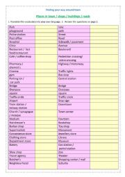 English Worksheet: places in town