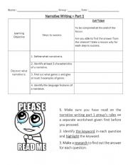 English Worksheet: Narrative - Beginner using ICT