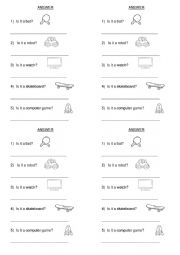 English Worksheet: Yes, it is / No, it isnt
