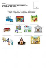 English Worksheet: vocabulary places