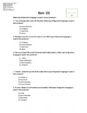 English Worksheet: figures of speech