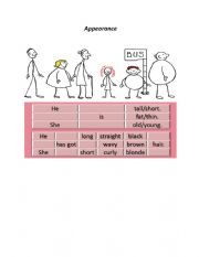 English Worksheet: Appearance