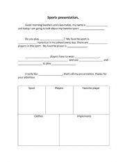 English Worksheet: Sports Presentation 