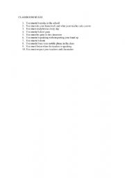 English Worksheet: Classroom rules