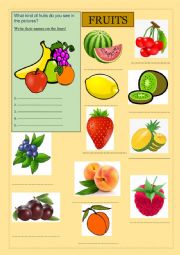 English Worksheet: Fruits