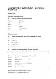 English Worksheet: AIO test