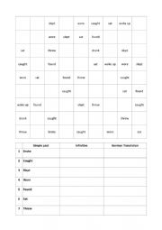 English Worksheet: Sudoku Irregular Verbs