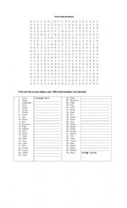 Action verbs wordsearch