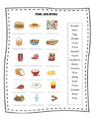 English Worksheet: Food and drinks