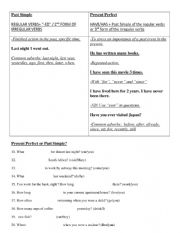 English Worksheet: Past Simple vs Present Perfect