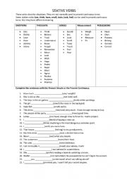 stative verbs worksheet