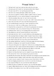 English Worksheet: Phrasal verbs