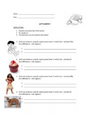 English Worksheet: Lets write : simple present