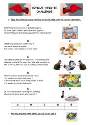 English Worksheet: Tongue twister challenge