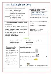 English Worksheet: Adele-Rolling in the deep
