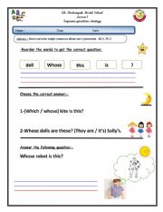 English Worksheet: possession