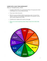 English Worksheet: Complementary colors 