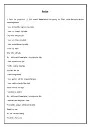 English Worksheet: Present Perfect Song/ U2 I Still havent found 