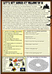 English Worksheet: Halloween reading comprehension