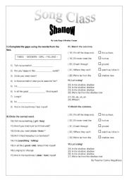 English Worksheet: SONG CLASS - SHALLOW - By Lady Gaga & Bradley Cooper 
