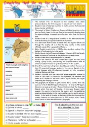 Everything about Ecuador (on the equator).  Reading and/or web-search. + KEY