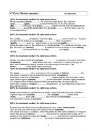 English Worksheet: 4th grade unit 1 revision exercises