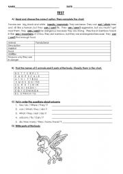 English Worksheet: Wild animals - Test