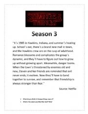 Stranger Things season 3 + vocabulary, video, speaking