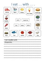 English Worksheet: What do you eat with?