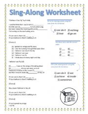English Worksheet: I Believe I Can Fly Sing-Along Worksheet