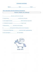 English Worksheet: connectors