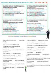 English Worksheet: Adjectives and prepositions plus gerunds